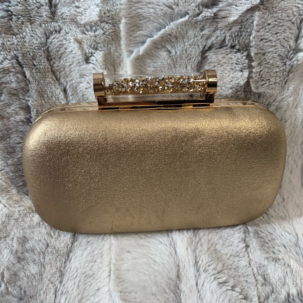 Bebe Metallic Gold Clutch